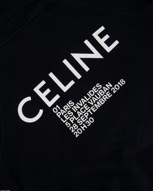 ⁠Celine Black Hooded Jumper with White Logo Detail Size L (UK 12)