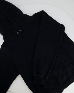 ⁠Celine Black Hooded Jumper with White Logo Detail Size L (UK 12)