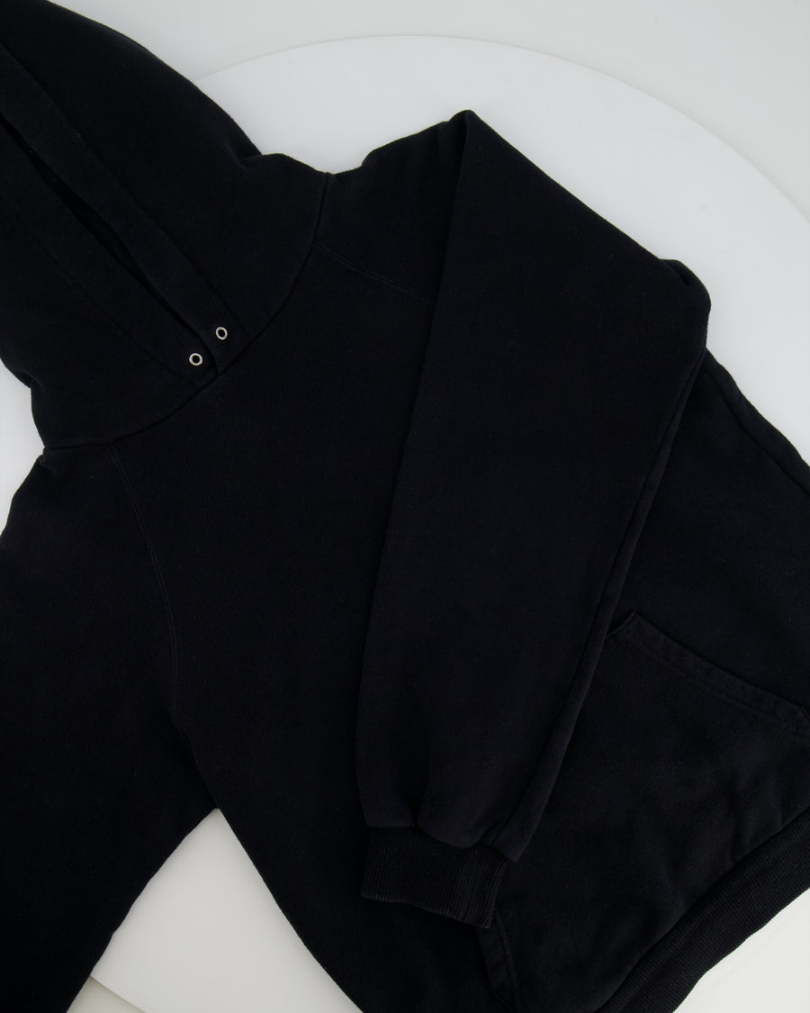 ⁠Celine Black Hooded Jumper with White Logo Detail Size L (UK 12)
