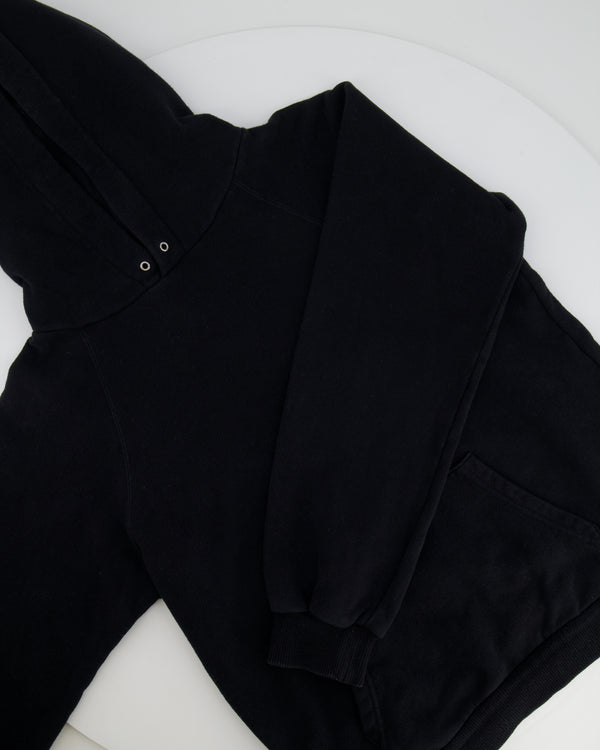 ⁠Celine Black Hooded Jumper with White Logo Detail Size L (UK 12)