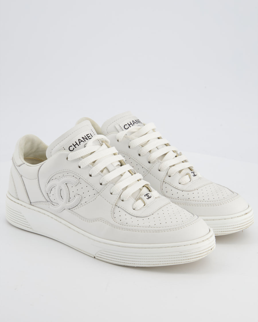 Chanel 23S White Trainers with CC Logo Detail Size EU 39