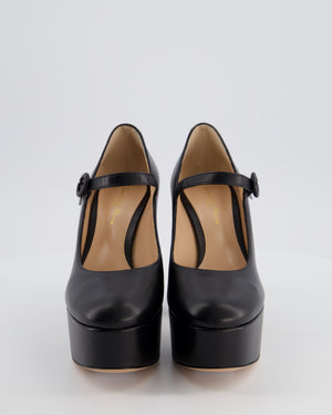 Gianvito Rossi Black Platform Mary Jane Block Heels Size EU 38.5