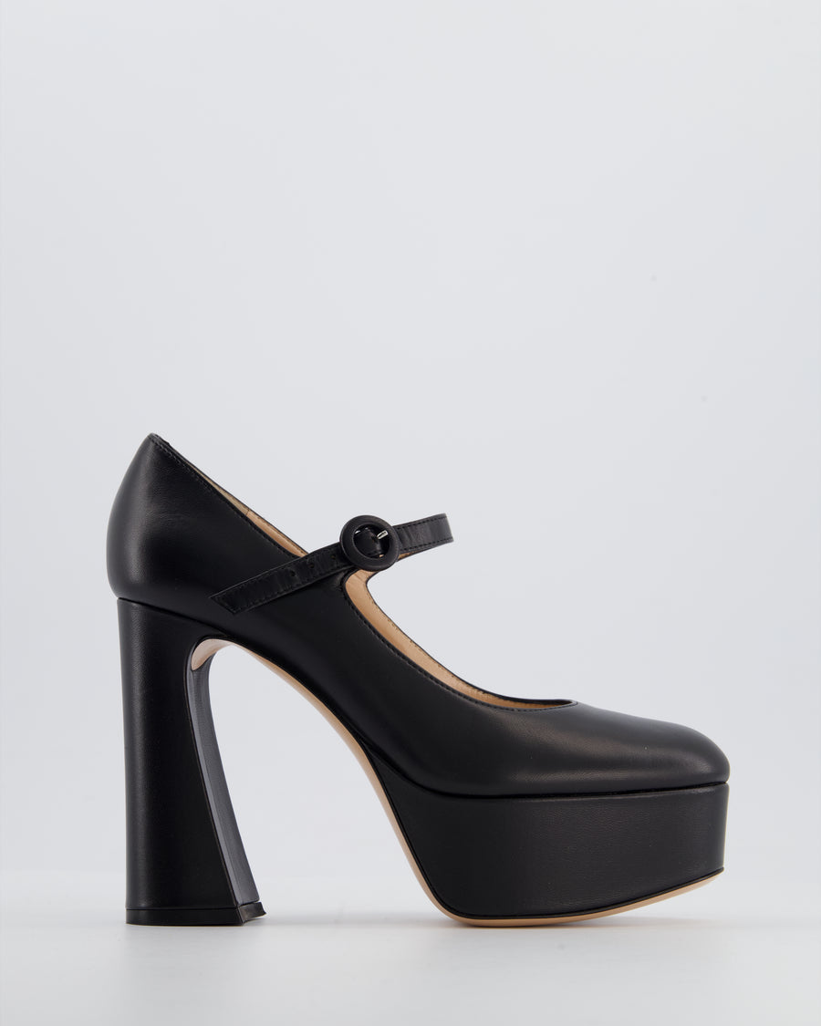 Gianvito Rossi Black Platform Mary Jane Block Heels Size EU 38.5