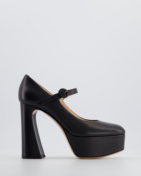 Gianvito Rossi Black Platform Mary Jane Block Heels Size EU 38.5