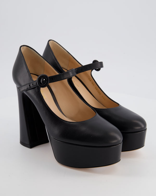 Gianvito Rossi Black Platform Mary Jane Block Heels Size EU 38.5