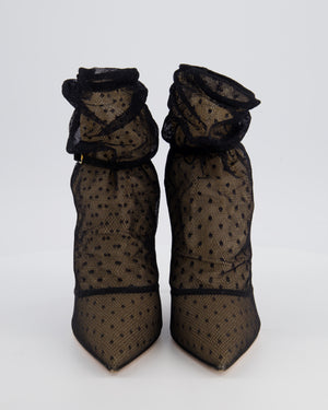 Gianvito Rossi Black Lace Stiletto Boots Size EU 39