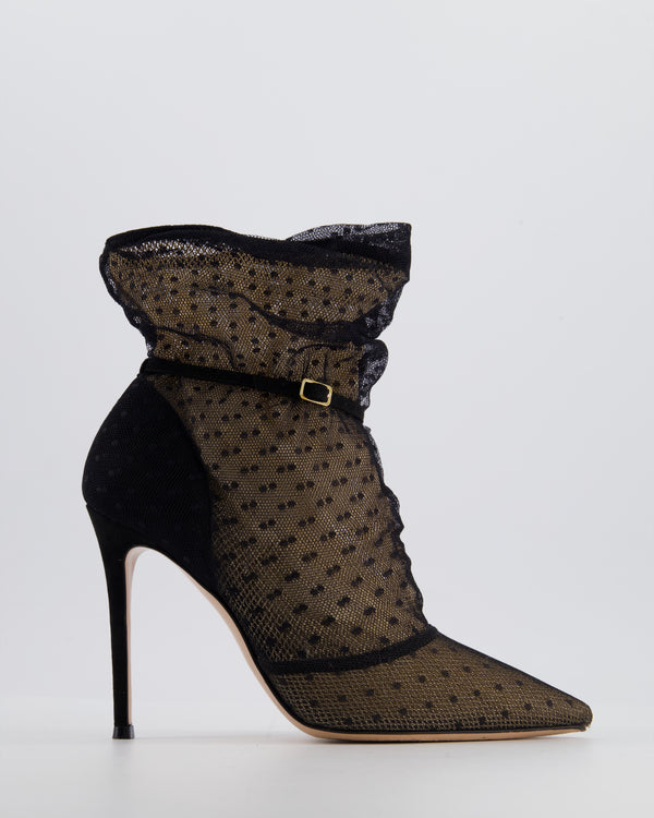 Gianvito Rossi Black Lace Stiletto Boots Size EU 39