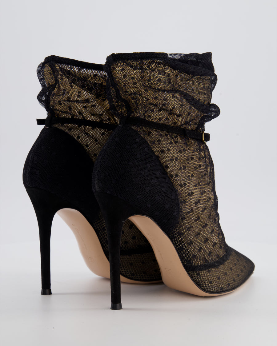 Gianvito Rossi Black Lace Stiletto Boots Size EU 39