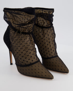 Gianvito Rossi Black Lace Stiletto Boots Size EU 39