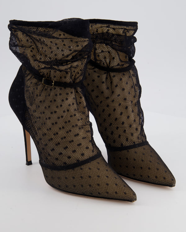 Gianvito Rossi Black Lace Stiletto Boots Size EU 39