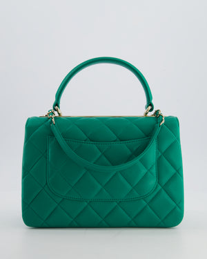 Chanel Emerald Green Small Trendy CC Flap Bag in Quilted Lambskin Leather with Champagne Gold Hardware