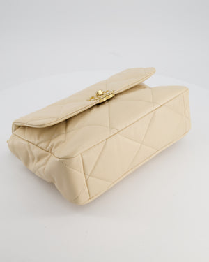 Chanel Cream Medium 19 Bag in Quilted Goatskin Leather with Mixed Hardware