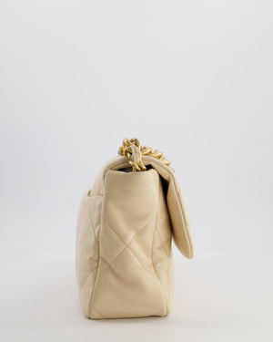 Chanel Cream Medium 19 Bag in Quilted Goatskin Leather with Mixed Hardware