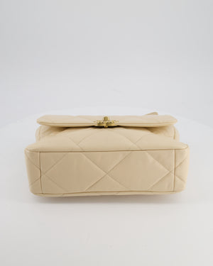 Chanel Cream Medium 19 Bag in Quilted Goatskin Leather with Mixed Hardware