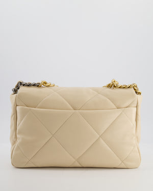 Chanel Cream Medium 19 Bag in Quilted Goatskin Leather with Mixed Hardware