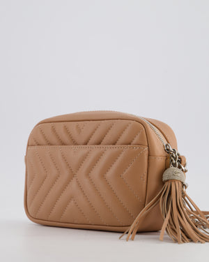 Chanel Nude Pink Small Camera Bag in Chevron Quilted Lambskin Leather with CC Logo & Tassel Detail