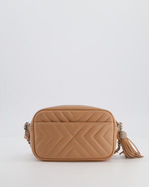 Chanel Nude Pink Small Camera Bag in Chevron Quilted Lambskin Leather with CC Logo & Tassel Detail