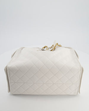 *RARE* Chanel 25 Medium Handbag in White Grained Calfskin Leather with Antique Gold Hardware