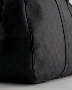 Gucci Black GG Carry On Duffle Bag in Supreme Coated Canvas with Leather Handles Detail