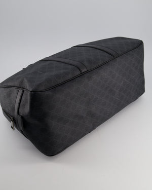 Gucci Black GG Carry On Duffle Bag in Supreme Coated Canvas with Leather Handles Detail