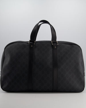 Gucci Black GG Carry On Duffle Bag in Supreme Coated Canvas with Leather Handles Detail