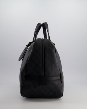 Gucci Black GG Carry On Duffle Bag in Supreme Coated Canvas with Leather Handles Detail