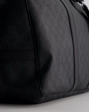 Gucci Black GG Carry On Duffle Bag in Supreme Coated Canvas with Leather Handles Detail