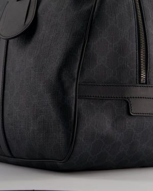 Gucci Black GG Carry On Duffle Bag in Supreme Coated Canvas with Leather Handles Detail