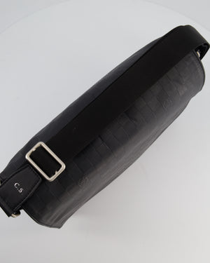 Louis Vuitton Black GM Messenger Bag in Damier Calfskin Leather with Silver Hardware