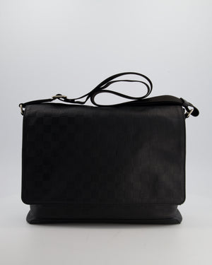 Louis Vuitton Black GM Messenger Bag in Damier Calfskin Leather with Silver Hardware