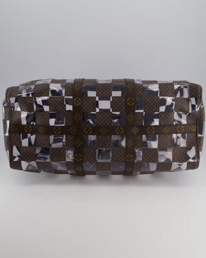 Louis Vuitton Brown Bandouliere Chessboard Keepall 50 in PVC & Monogram Coated Canvas with Matte Brown Hardware