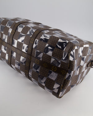 Louis Vuitton Brown Bandouliere Chessboard Keepall 50 in PVC & Monogram Coated Canvas with Matte Brown Hardware