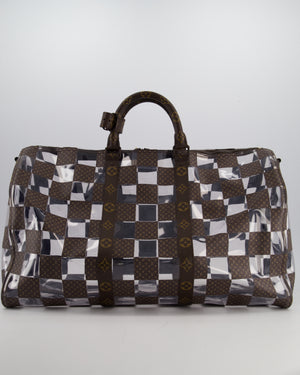 Louis Vuitton Brown Bandouliere Chessboard Keepall 50 in PVC & Monogram Coated Canvas with Matte Brown Hardware