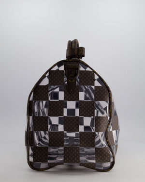 Louis Vuitton Brown Bandouliere Chessboard Keepall 50 in PVC & Monogram Coated Canvas with Matte Brown Hardware