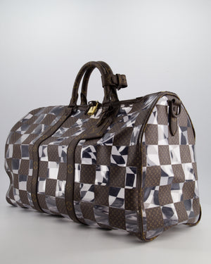 Louis Vuitton Brown Bandouliere Chessboard Keepall 50 in PVC & Monogram Coated Canvas with Matte Brown Hardware
