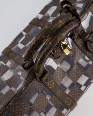 Louis Vuitton Brown Bandouliere Chessboard Keepall 50 in PVC & Monogram Coated Canvas with Matte Brown Hardware