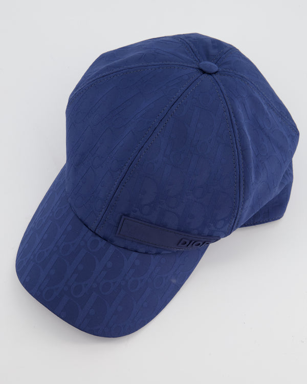 Christian Dior Blue Oblique Cap with Logo Size L
