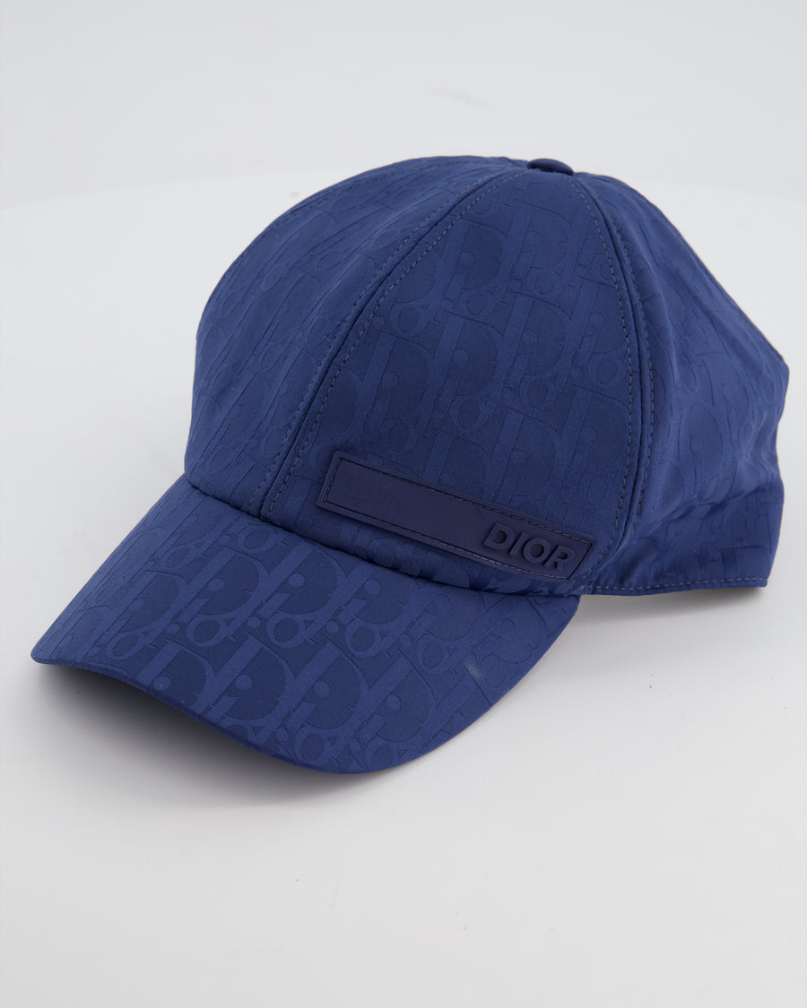 Christian Dior Blue Oblique Cap with Logo Size L
