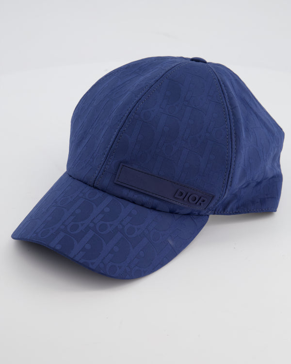 Christian Dior Blue Oblique Cap with Logo Size L