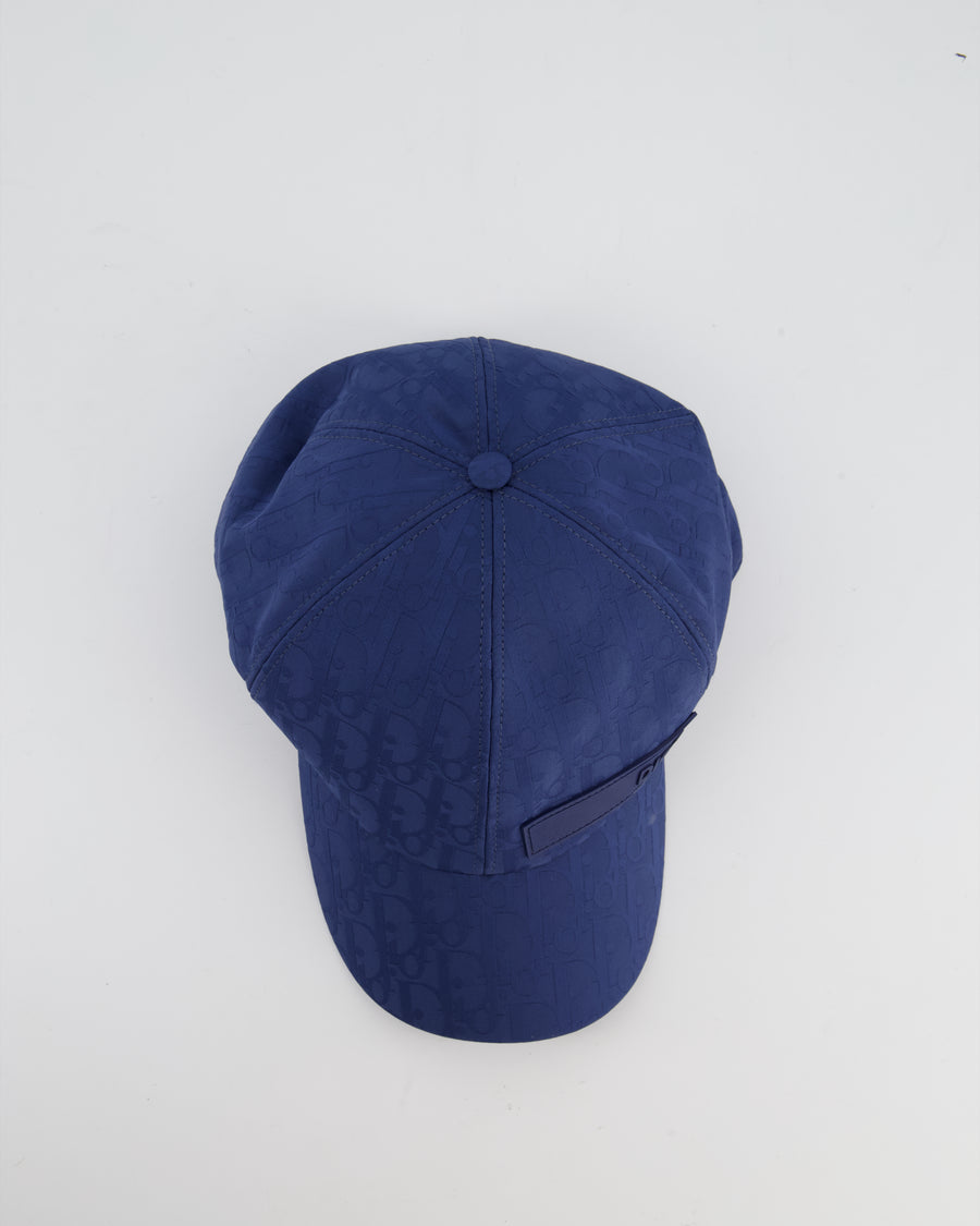 Christian Dior Blue Oblique Cap with Logo Size L