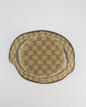 Gucci Brown GG Monogram Canvas Bucket Hat with Brown Leather Trim and Gold GG Logo Detail Size L RRP £435