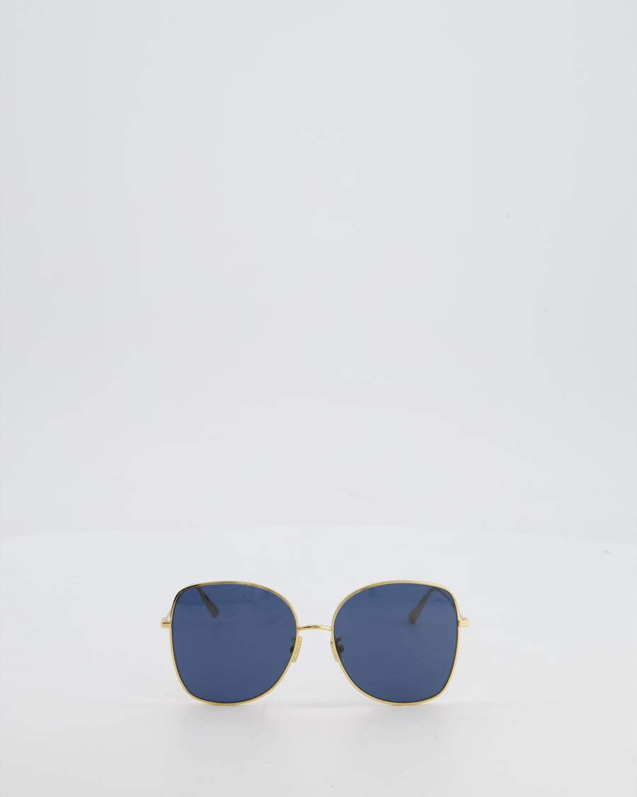 Christian Dior Gold Frame Dior Stellare Sunglasses with Navy Lenses