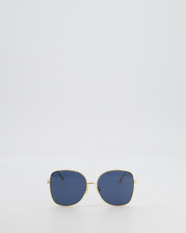 Christian Dior Gold Frame Dior Stellare Sunglasses with Navy Lenses
