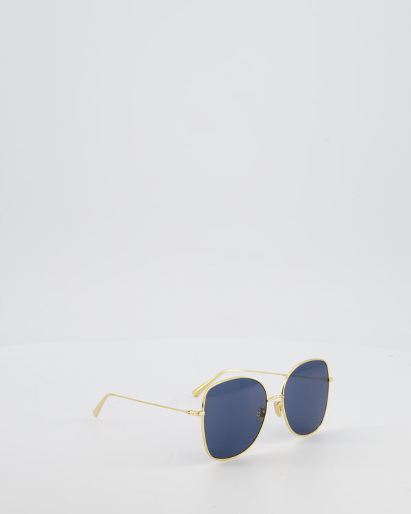 Christian Dior Gold Frame Dior Stellare Sunglasses with Navy Lenses