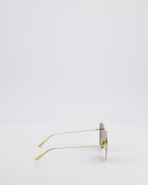 Christian Dior Gold Frame Dior Stellare Sunglasses with Navy Lenses