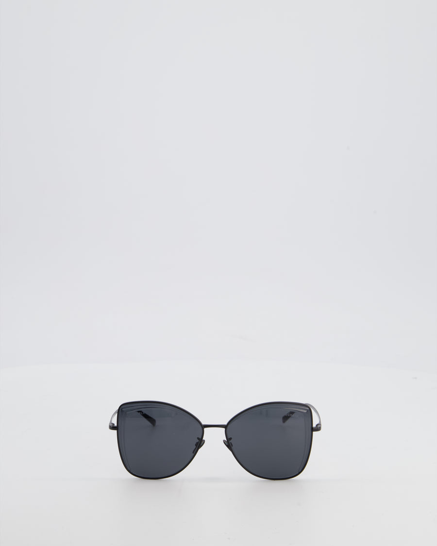 Chanel Black Metal Frame Sunglasses with Logo Detail