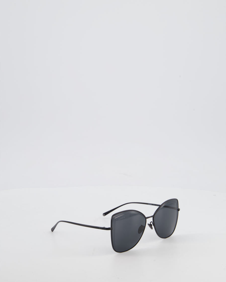 Chanel Black Metal Frame Sunglasses with Logo Detail