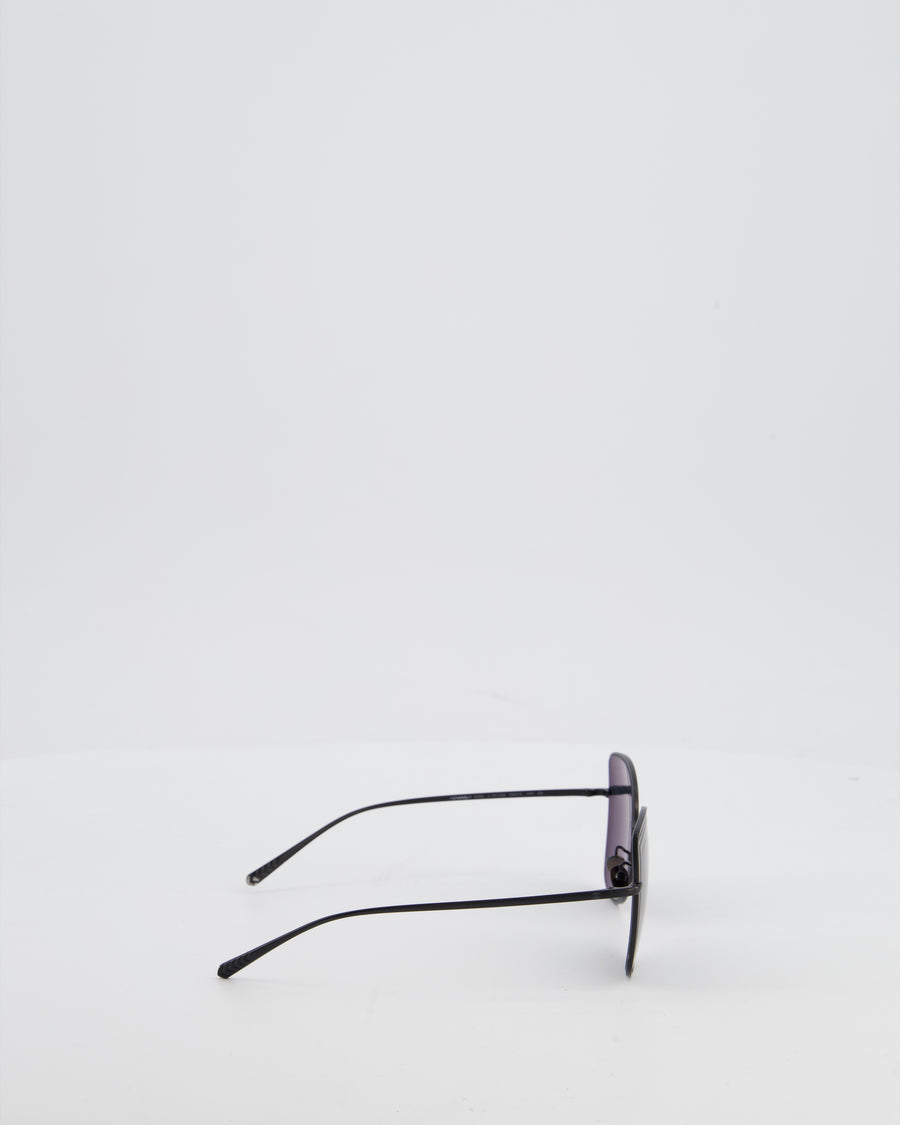 Chanel Black Metal Frame Sunglasses with Logo Detail