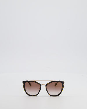 Tom Ford Brown and Gold Cat Eye Acetate and Metal Sunglasses with Logo Detail