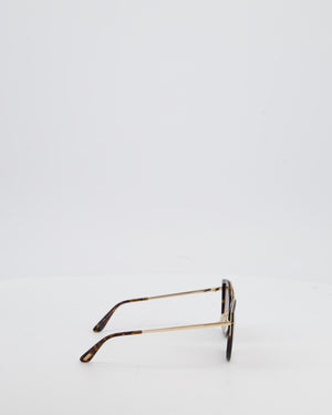Tom Ford Brown and Gold Cat Eye Acetate and Metal Sunglasses with Logo Detail